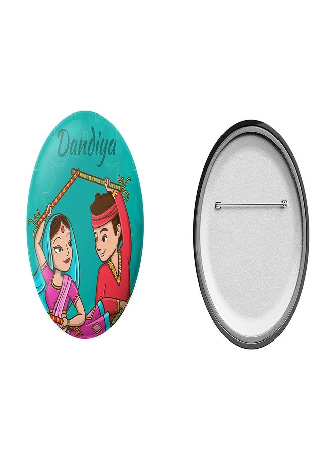 Hubops dandiya badge Round Pin Button Badge for Navratri Celebration garba dandiya Other Events dandiya night Badge (58mm pack of 30) - Image 3